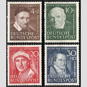 FRIM�RKER VESTTYSKL. BUND: 1951 | AFA 1106-09 | 4+2 pf.-30+10 pf. Menneskehedens Hj�lpere s�t - Ubrugt