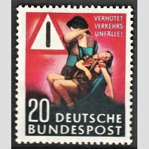 FRIM�RKER VESTTYSKL. BUND: 1953 | AFA 1125 | F�rdelspropaganda - 20 pf. sort/r�d/gr�/gul - Ubrugt