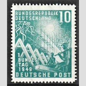 FRIMRKER VESTTYSKL. BUND: 1949 | AFA 1074 | 1. Forbundskongres - 10 pf. grn - Ubrugt