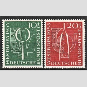 FRIM�RKER VESTTYSKL. BUND: 1955 | AFA 1180-81 | 10+2 pf + 20+3 pf. frim�rkeudstilling - Postfrisk