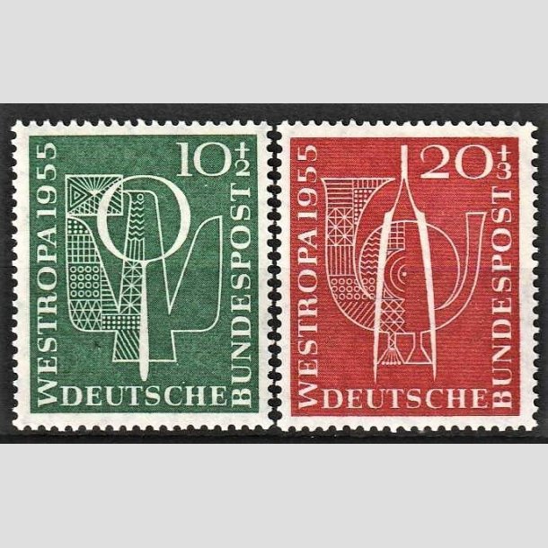 FRIMRKER VESTTYSKL. BUND: 1955 | AFA 1180-81 | 10+2 pf + 20+3 pf. frimrkeudstilling - Postfrisk