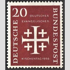 FRIM�RKER VESTTYSKL. BUND: 1956 | AFA 1199 | Evangelsk kirkedag. - 20 pf. m�rkr�dbrun - Postfrisk