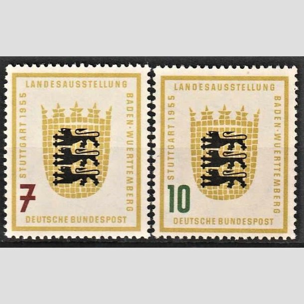 FRIMRKER VESTTYSKL. BUND: 1955 | AFA 1175,1176 | Baden-Wrttemberg udstilling. - 7 pf. + 10 pf. i st - Postfrisk