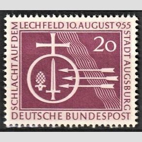 FRIM�RKER VESTTYSKL. BUND: 1955 | AFA 1179 | 1000-�ret for slaget ved Lechfeld - 20 pf. r�dlilla - Postfrisk