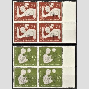 FRIM�RKER VESTTYSKL. BUND: 1956 | AFA 1195,1196 | Velg�renhedsm�rker - 7+3 pf. - 10+5 pf. i s�t 4-blokke - Postfrisk