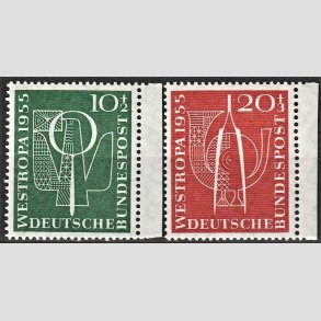 FRIM�RKER VESTTYSKL. BUND: 1955 | AFA 1180-81 | 10+2 pf + 20+3 pf. frim�rkeudstilling - Postfrisk
