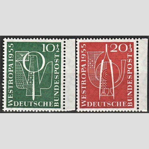 FRIMRKER VESTTYSKL. BUND: 1955 | AFA 1180-81 | 10+2 pf + 20+3 pf. frimrkeudstilling - Postfrisk