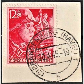 FRIM�RKER TYSK RIGE: 1945 | AFA 905 | SA og SS - 12 + 38 pf. r�d p� klip - Stemplet