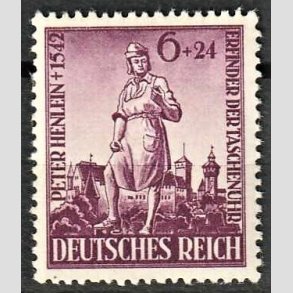 FRIM�RKER TYSK RIGE: 1942 | AFA 814 | Peter Henlein. - 6 + 24 pf. - Postfrisk