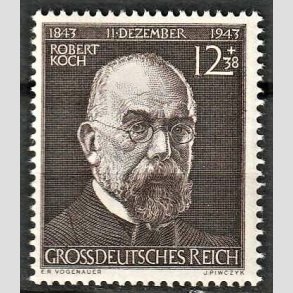 FRIM�RKER TYSK RIGE: 1944 | AFA 859 | Robert Koch. - 12+38 pf. m�rkbrun - Postfrisk