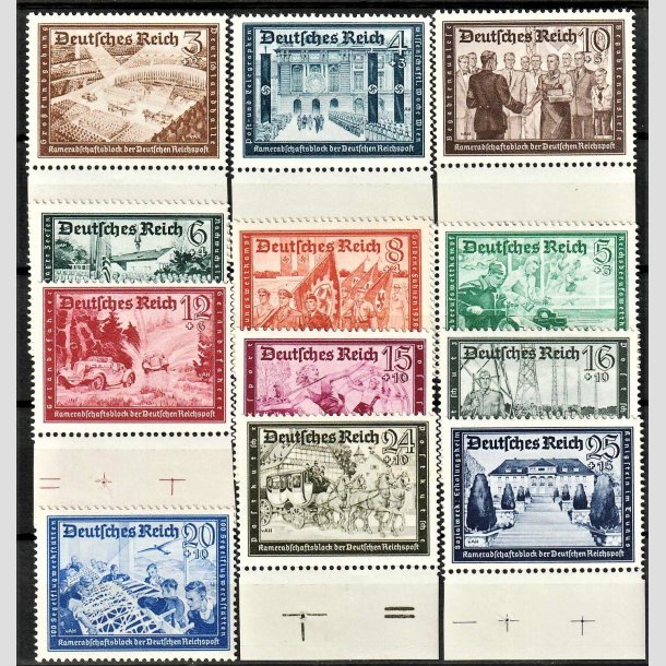 FRIMRKER TYSK RIGE: 1939 | AFA 697-708 | Postvsenets velgrenhedsmrker - 3+2 pf. - 25+15 pf. i komplet st - Postfrisk