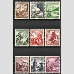 FRIM�RKER TYSK RIGE: 1938 | AFA 672-680 | N�dhj�lp. - 3+2 pf. - 40+35 pf. i komplet s�t - Postfrisk