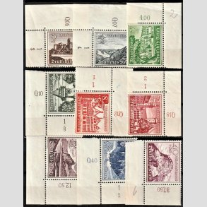 FRIM�RKER TYSK RIGE: 1939 | AFA 725-33 | N�dhj�lp - 3+2 pf. - 40+35 pf. i s�t med HJ�RNE-MARGINALER - Postfrisk