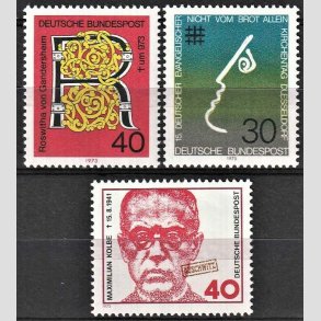 FRIM�RKER VESTTYSKL. BUND: 1973 | AFA 1727-29 | 3 stk. frim�rker - Postfrisk