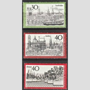 FRIM�RKER VESTTYSKL. BUND: 1973 | AFA 1744-46 | Byer - 30+40+40 pf. flerfarvet i s�t - Postfrisk