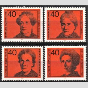 FRIM�RKER VESTTYSKL. BUND: 1974 | AFA 1748-51 | Ber�mte kvinder - 40 pf. orange/sort i s�t - Postfrisk