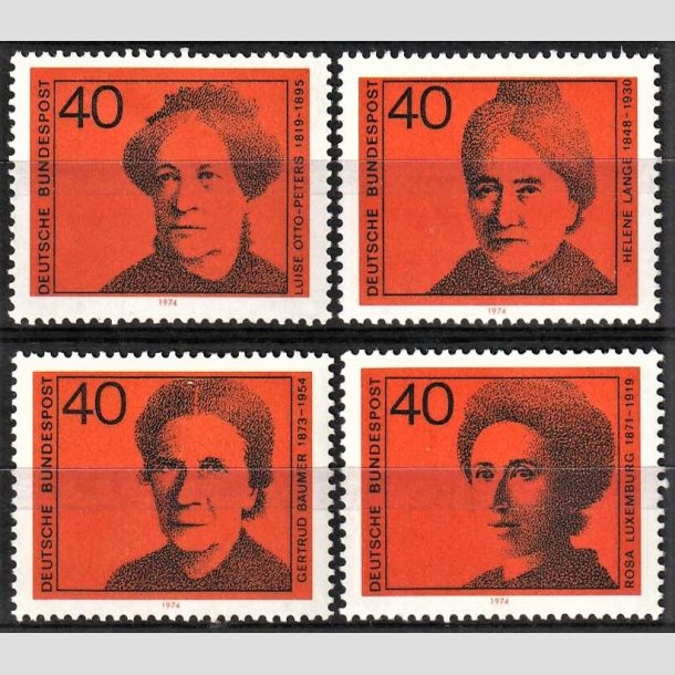FRIMRKER VESTTYSKL. BUND: 1974 | AFA 1748-51 | Bermte kvinder - 40 pf. orange/sort i st - Postfrisk