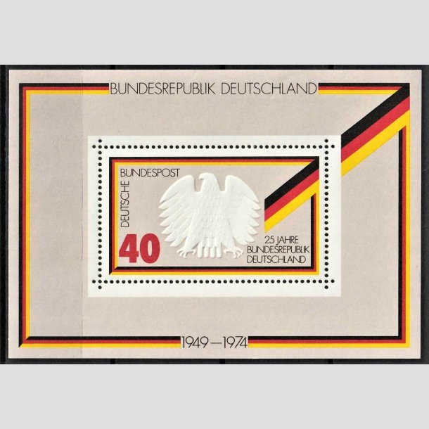 FRIMRKER VESTTYSKL. BUND: 1974 | AFA 1764 | Forbundsrepublikken 25 r. - 40 pf. Miniark flerfarvet - Postfrisk