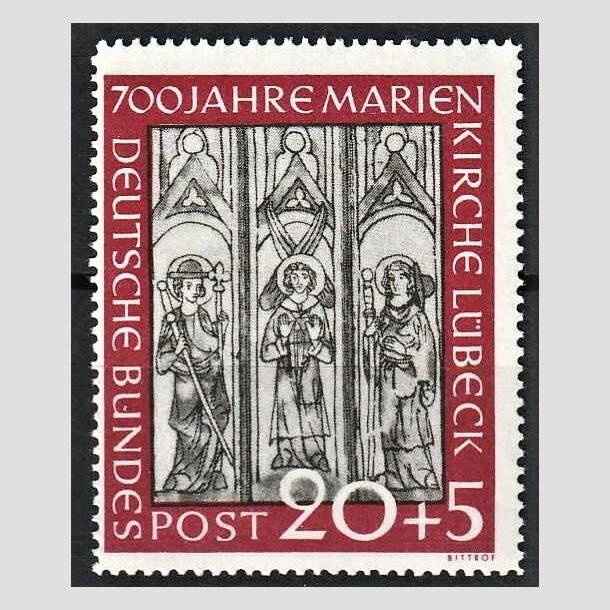 FRIMRKER VESTTYSKL. BUND: 1951 | AFA 1103 | Lbeck Mariekirke 700 rs jubilum - 20 + 5 pf. mrk karmin/gr - Postfrisk