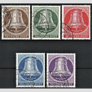 FRIM�RKER VESTBERLIN: 1953 | AFA 101-05 | Frihedsklokke III . - 5 pf. - 40 pf. i s�t - Stemplet