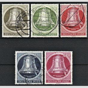 FRIM�RKER VESTBERLIN: 1951 | AFA 82-86 | Frihedsklokke II . - 5 pf. - 40 pf. i s�t - Stemplet