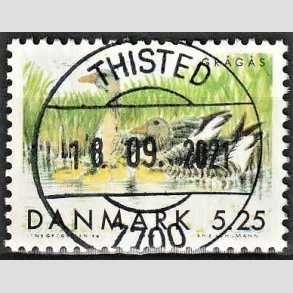 FRIM�RKER DANMARK | 1999 - AFA 1223 - Danske tr�kfugle - 5,25 Kr. gr�g�s - Pragt Stemplet Thisted