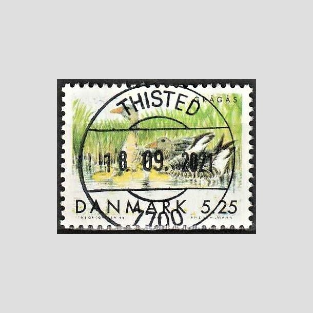 FRIMRKER DANMARK | 1999 - AFA 1223 - Danske trkfugle - 5,25 Kr. grgs - Pragt Stemplet Thisted