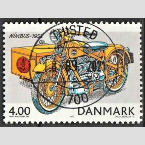FRIM�RKER DANMARK | 2002 - AFA 1321 - Postk�ret�jer - 4,00 Kr. flerfarvet - Pragt Stemplet Thisted