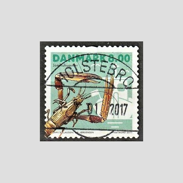 FRIMRKER DANMARK | 2017 - AFA 1887 - Skaldyr - 8,00 kr. flerfarvet - Pragt Stemplet Holstebro