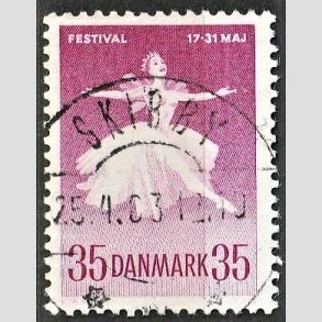 FRIM�RKER DANMARK | 1959 - AFA 377 - Ballet og Musikfestival - 35 �re r�dlilla - Pragt Stemplet Skibby