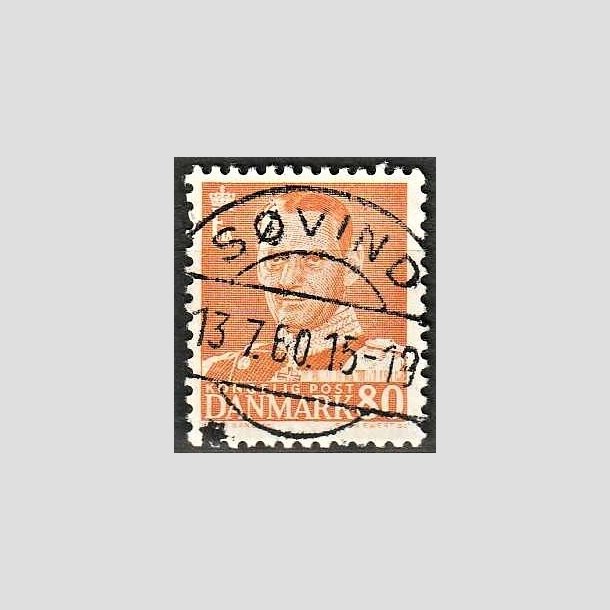 FRIMRKER DANMARK | 1952-53 - AFA 341 - Fr. IX 80 re orange - Lux Stemplet Svind