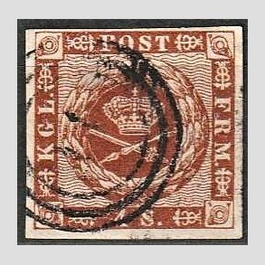 FRIMRKER DANMARK | 1858-62 - AFA 7 - 4 Skilling brun - Stemplet