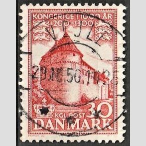 FRIM�RKER DANMARK | 1953-56 - AFA 349 - Kongeriget 1000 �r - 30 �re r�d - Pragt Stemplet Vejle