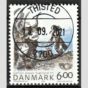 FRIM�RKER DANMARK | 2004 - AFA 1385 - Gefion - 6,00 Kr. flerfarvet - Pragt Stemplet Thisted