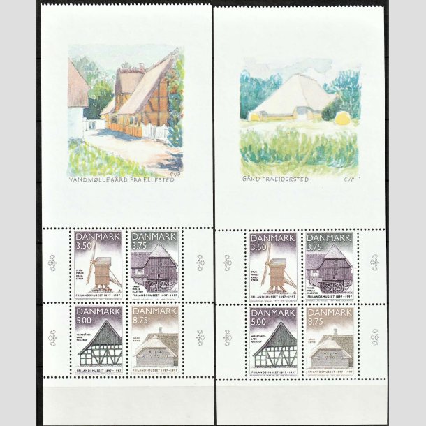 FRIMRKER DANMARK | 1997 - AFA 1143A,1143B | Frilandsmuseet 100 r. - Miniark med vignet 2 x 21,00 kr. flerfarvet - Postfrisk