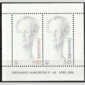 FRIMRKER DANMARK | 2000 - AFA 1241 | Droning Margrethe 60 r - 9,25 Kr. Miniark - Postfrisk