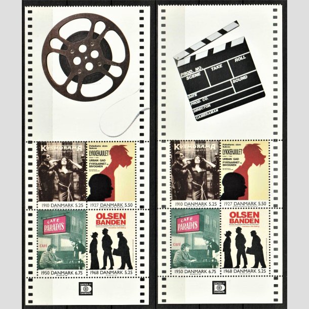 FRIMRKER DANMARK | 2000 - AFA 1271A,1271B | Dansk film i 1900-tallet - Miniark med filmspole + Klaptr - Postfrisk