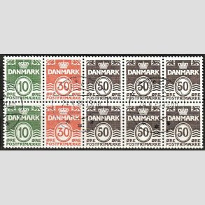 FRIM�RKER DANMARK | 1984 - AFA HS 8 - H�ftesammentryk - Dobbeltstribe - P�nt Stemplet