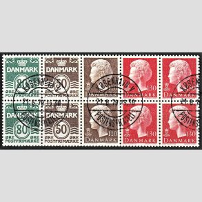 FRIM�RKER DANMARK | 1979 - AFA HS 3 - H�ftesammentryk - Dobbeltstribe - Lux stemplet