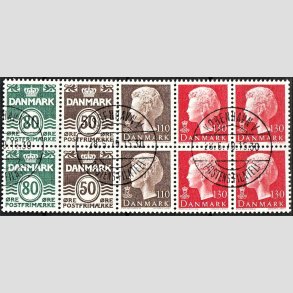 FRIM�RKER DANMARK | 1979 - AFA HS 3 - H�ftesammentryk - Dobbeltstribe - Lux stemplet