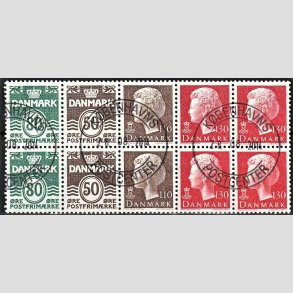 FRIM�RKER DANMARK | 1979 - AFA HS 3 - H�ftesammentryk - Dobbeltstribe - stemplet