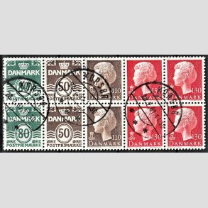 FRIM�RKER DANMARK | 1979 - AFA HS 3 - H�ftesammentryk - Dobbeltstribe - stemplet