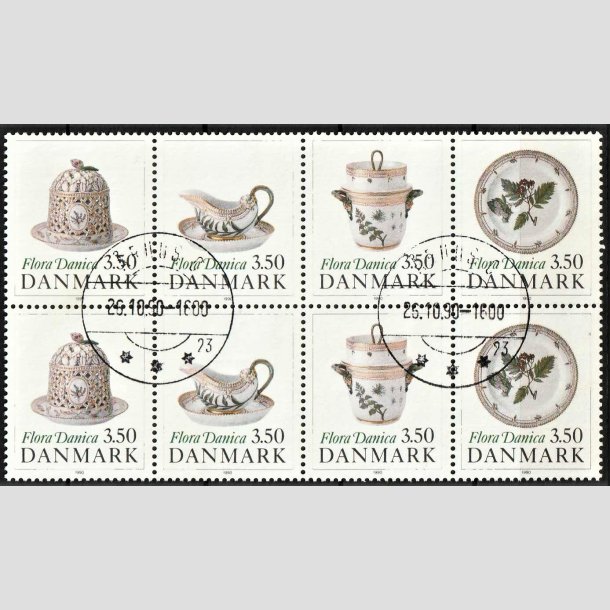 FRIMRKER DANMARK | 1990 - AFA 966-69 - Flora Danica 200 r - 3,50 Kr. i sammentryk flerfarvet - Pragt Stemplet 