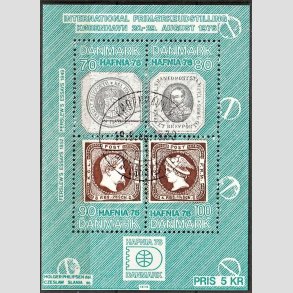 FRIM�RKER DANMARK | 1975 - AFA 582 - Hafniablok I Miniark - P�nt Stemplet