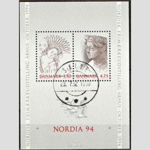 FRIM�RKER DANMARK | 1992 - AFA 1011-12 - Nordia 94. - 3,50 + 4,75 Kr. Miniark - Pragt Stemplet Skive