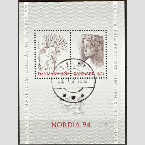 FRIMRKER DANMARK | 1992 - AFA 1011-12 - Nordia 94. - 3,50 + 4,75 Kr. Miniark - Pragt Stemplet Skive