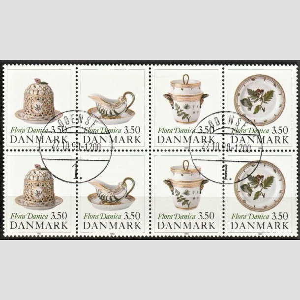 FRIMRKER DANMARK | 1990 - AFA 966-69 - Flora Danica 200 r - 3,50 Kr. i sammentryk flerfarvet - Pragt Stemplet