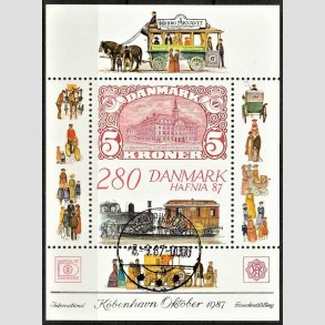 FRIM�RKER DANMARK | 1987 - AFA 889 - Hafnia 87 - 2,80 Kr. flerfarvet Miniark - P�nt Stemplet