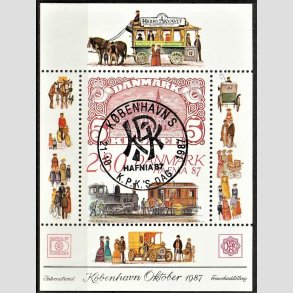 FRIM�RKER DANMARK | 1987 - AFA 889 - Hafnia 87 - 2,80 Kr. flerfarvet Miniark - Lux Stemplet