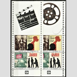 FRIM�RKER DANMARK | 2000 - AFA 1271A,1271B - Dansk film i 1900-tallet - Miniark med filmspole + Klaptr� - Pragt stemplet Assens